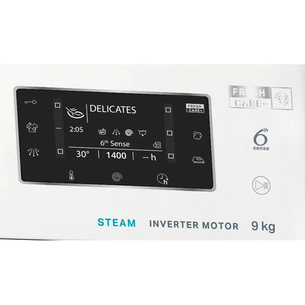 Whirlpool Washing machine | FFD 9489 BCV EE | Energy efficiency class A | Front loading | Washing capacity 9 kg | 1400 RPM | Depth 63 cm | Width 60 cm | Display | LCD | Steam function | White
