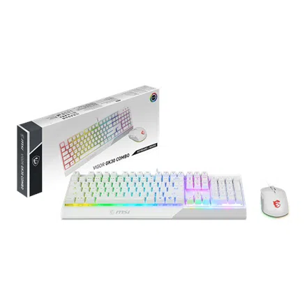MSI VIGOR GK30 klaviatuur Hiir kaasa arvatud Mängimine USB QWERTY US rahvusvaheline Valge