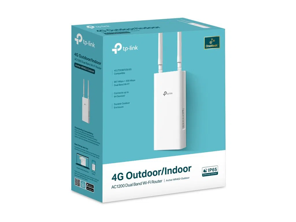 TP-LINK 4G AC1200 Dual Band Wi-Fi Outdoor Router | Archer MR402-Outdoor | 802.11n | 10/100 Mbit/s | Ethernet LAN (RJ-45) ports 1 | MU-MiMO No | PoE in